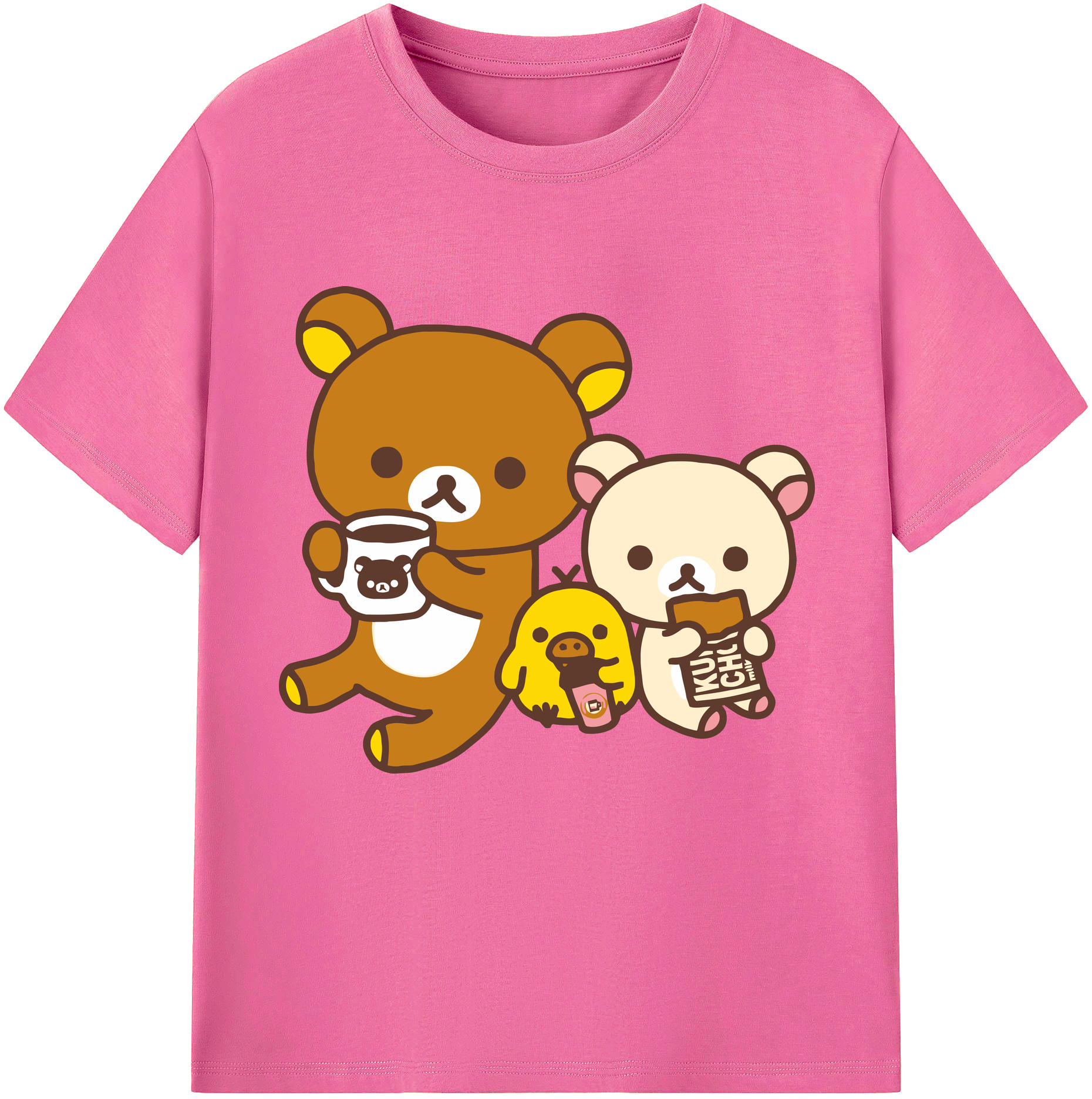 （画像用） リラックマ リラックマ キイロイトリ Rilakkuma Korilakkuma Kiiroitori レディースカジュアルプリントTシャツ（綿100％）